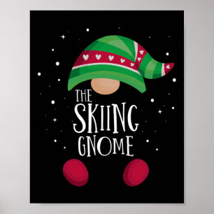 Skiing Gnome Matching Christmas Pjs Family Pajamas Poster