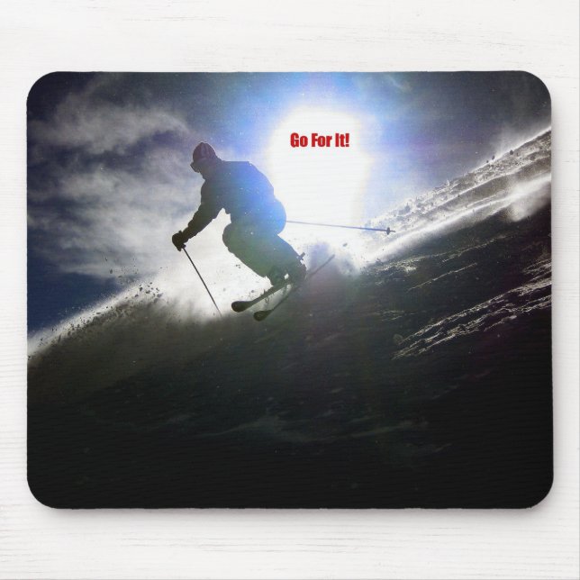 Skiing, Go For It! Mouse Mat (Front)