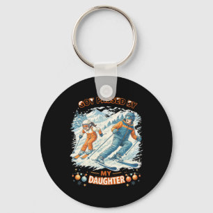 Skiing Got Ped By My Daughter Funny Family Mountai Key Ring