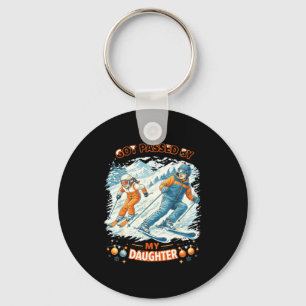 Skiing Got Ped By My Daughter Funny Family Mountai Key Ring