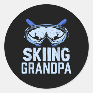 Skiing Grandpa Skier Ski Winter Skiers Granddad Gr Classic Round Sticker