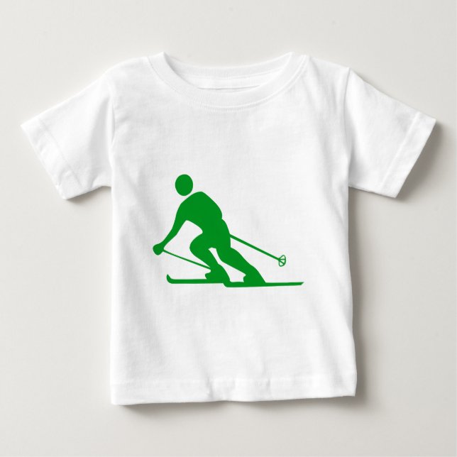 Skiing - Grass Green Baby T-Shirt (Front)