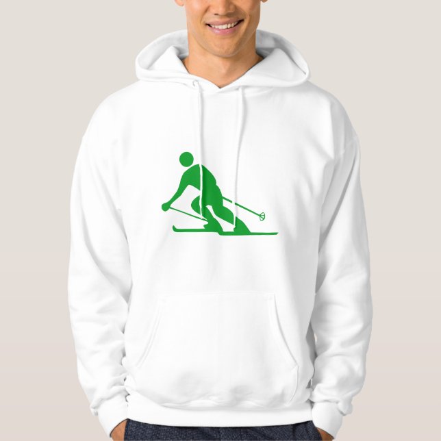 Skiing - Grass Green Hoodie (Front)