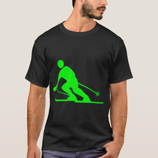 Skiing - Green T-Shirt (Front)