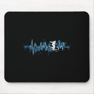 Skiing Heartbeat Funny Skier Extreme Mountain Wint Mouse Mat