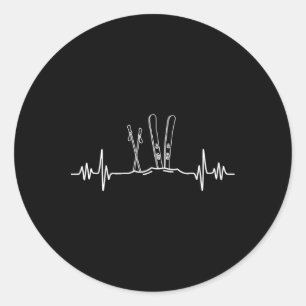 Skiing Heartbeat Mountain Ski Sport Skilife Alps S Classic Round Sticker