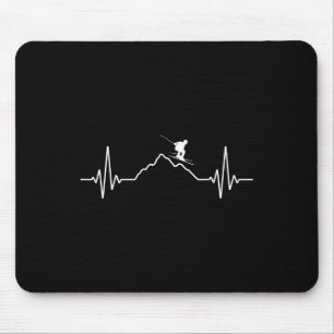 Skiing Heartbeat Ski Gift For Skiers _2 Mouse Mat
