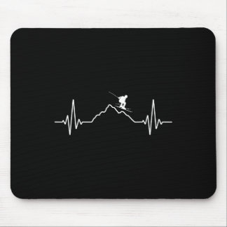 Skiing Heartbeat Ski Gift For Skiers _2  Mouse Mat