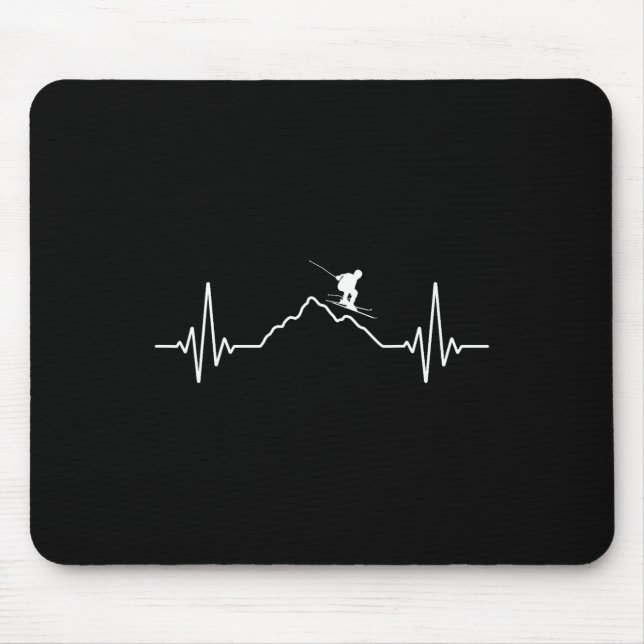 Skiing Heartbeat Ski Gift For Skiers _2  Mouse Mat (Front)