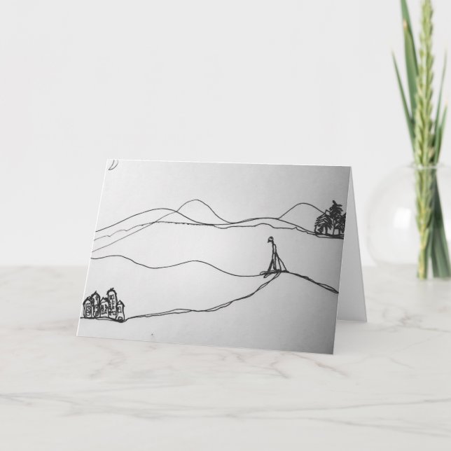 Skiing Holiday Sketch Card (Front)