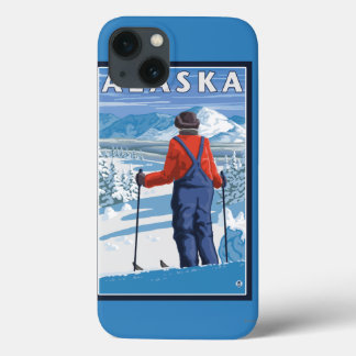 Skiing in Alaska Vintage Travel Poster iPhone 13 Case