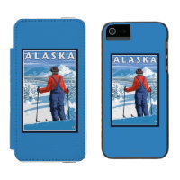 Skiing in Alaska Vintage Travel Poster