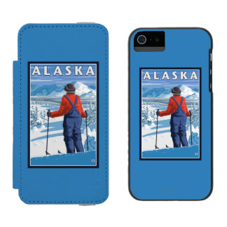 Skiing in Alaska Vintage Travel Poster Incipio Watson™ iPhone 5 Wallet Case