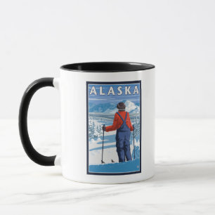 Skiing in Alaska Vintage Travel Poster Mug
