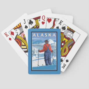 Skiing in Alaska Vintage Travel Poster Playing Cards