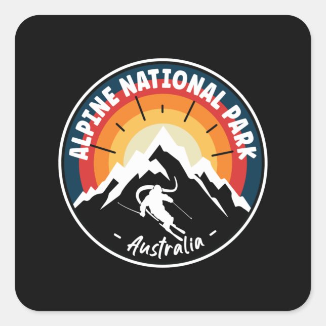 Skiing In Alpine National Park Australia Square Sticker (Front)