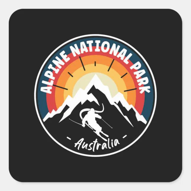 Skiing In Alpine National Park Australia Square Sticker | Zazzle