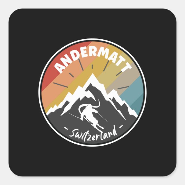 Skiing In Andermatt - Switzerland Square Sticker (Front)