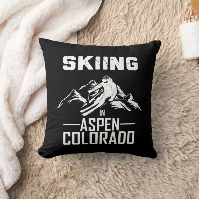 Skiing in Aspen Colorado  Cushion (Blanket)