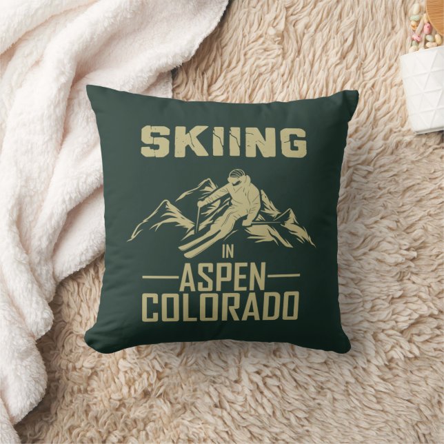 Skiing in Aspen Colorado  Cushion (Blanket)