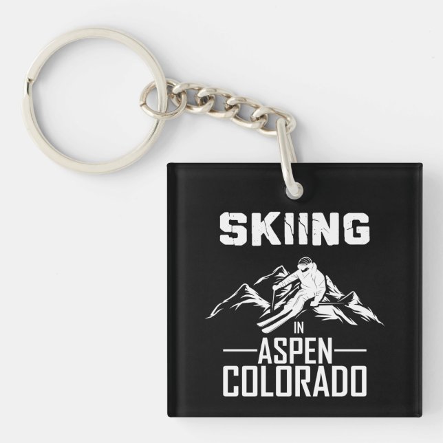 Skiing in Aspen Colorado  Key Ring (Front)