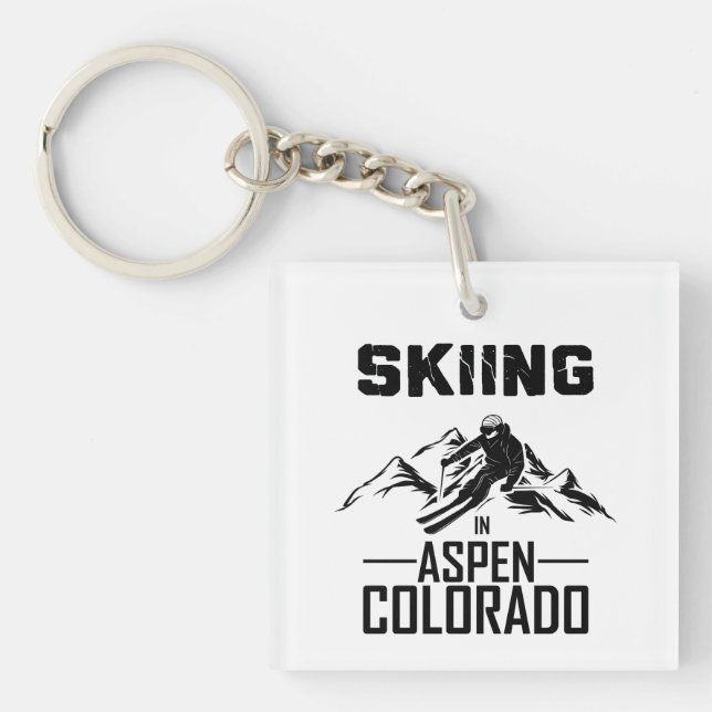 Skiing in Aspen Colorado  Key Ring (Front)