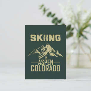 Skiing in Aspen Colorado Postcard