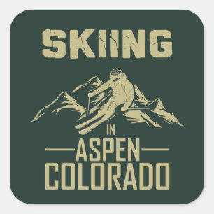 Skiing in Aspen Colorado  Square Sticker