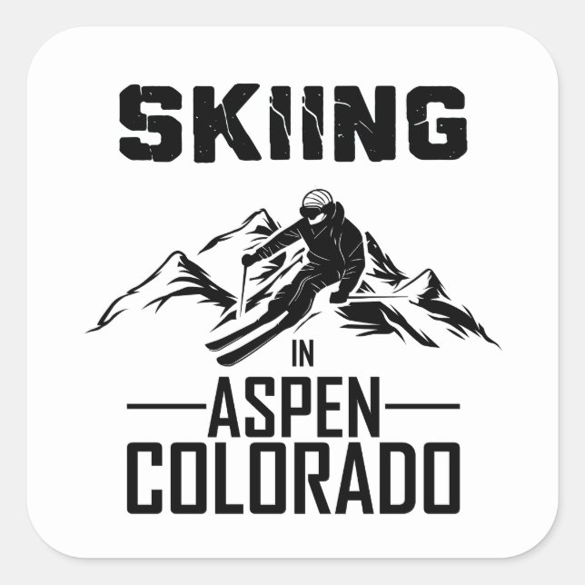Skiing in Aspen Colorado  Square Sticker (Front)