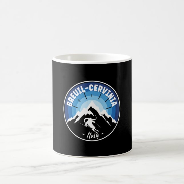 Skiing In Breuil-Cervinia Italy Blue Coffee Mug (Center)