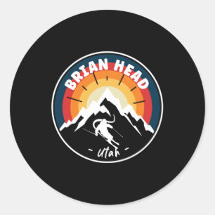 Skiing In Brian Head Utah Vintage Classic Round Sticker