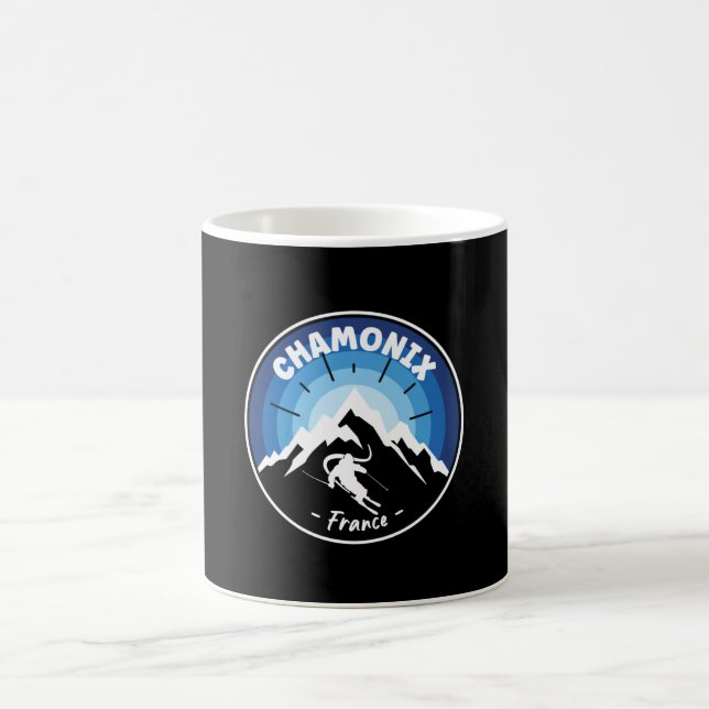 Skiing In Chamonix France Blue Coffee Mug (Center)