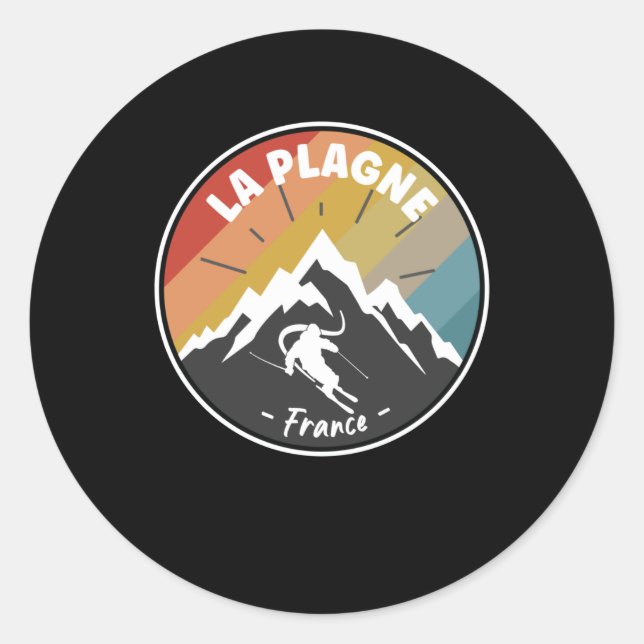 Skiing In France La Plagne Classic Round Sticker (Front)