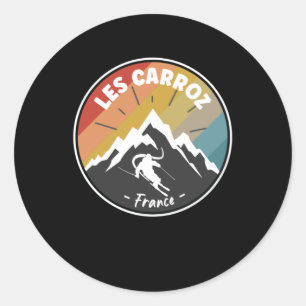 Skiing In France Les Carroz Classic Round Sticker