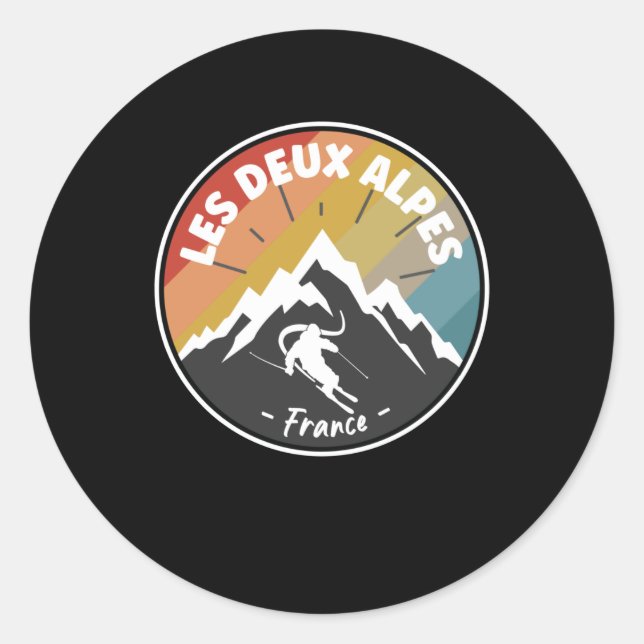 Skiing In France Les Deux Alpes Classic Round Sticker (Front)