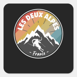 Skiing In France Les Deux Alpes Square Sticker