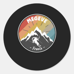 Skiing In France Megeve Classic Round Sticker