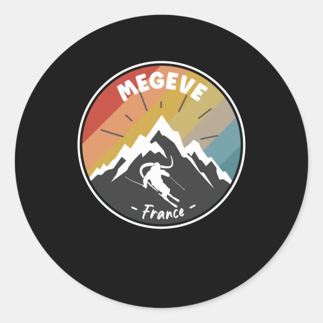 Skiing In France Megeve Classic Round Sticker (Front)