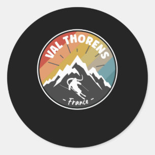 Skiing In France Val Thorens Classic Round Sticker
