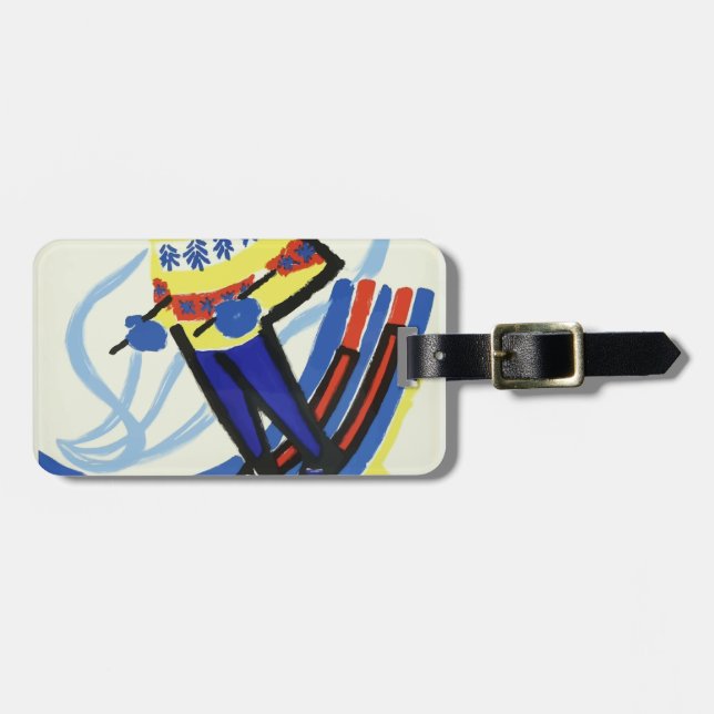 Skiing In France Vintage Luggage Tag (Front Horizontal)