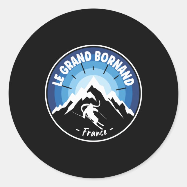 Skiing In Le Grand Bornand France Blue Classic Round Sticker (Front)