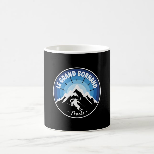 Skiing In Le Grand Bornand France Blue Coffee Mug (Center)