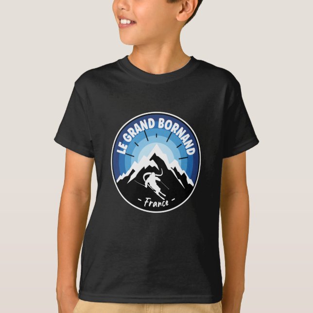 Skiing In Le Grand Bornand France Blue T-Shirt (Front)