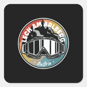 Skiing In Lech am Arlberg Austria Square Sticker