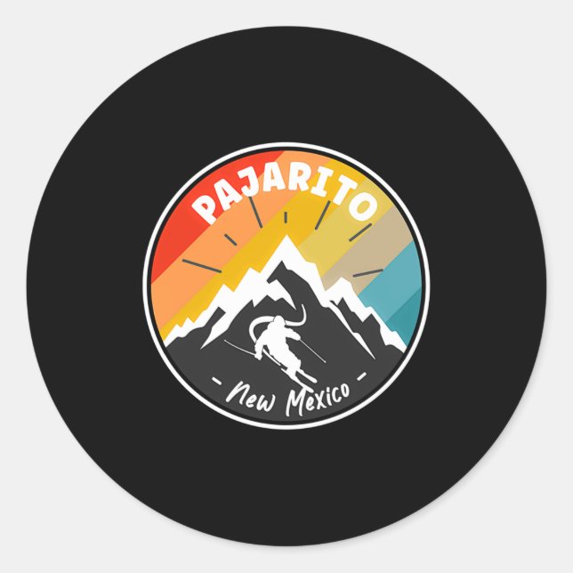 Skiing In Pajarito New Mexico  Classic Round Sticker (Front)