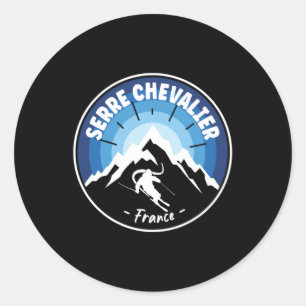 Skiing In Serre Chevalier France Blue Classic Round Sticker