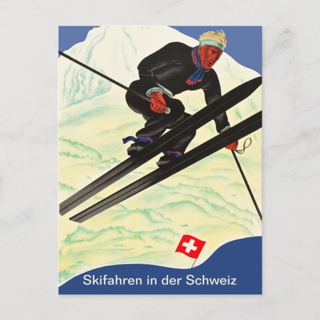 Skiing in Switzerland Postcard (Front)