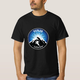Skiing In Titlis Switzerland Blue T-Shirt