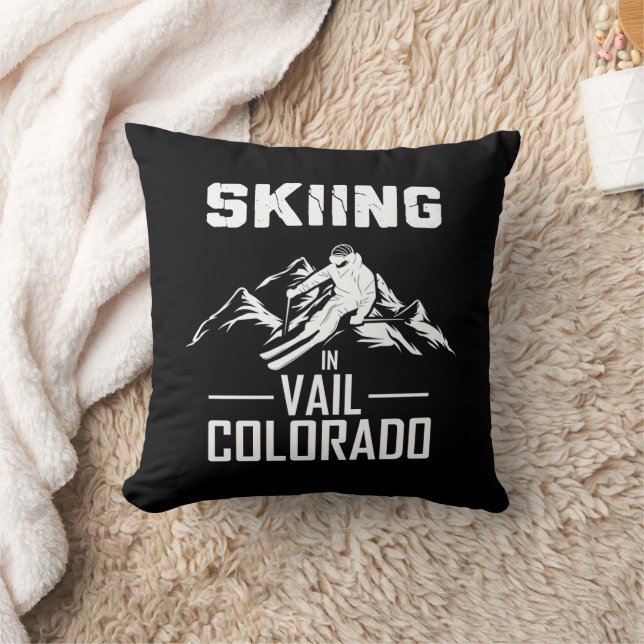 Skiing in Vail Colorado Cushion (Blanket)
