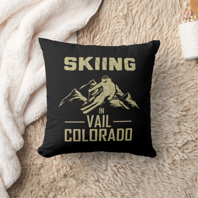 Skiing in Vail Colorado Cushion (Blanket)